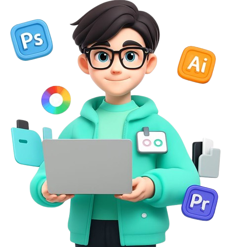 3D Graphic Designer Setup with Adobe Tools Creative Life Aesthetic removebg preview